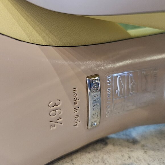 Gucci Interlocking G Heel Sandal 772569 C9D00 - 7412 Light Yellow Size 36+ - Picture 12 of 13
